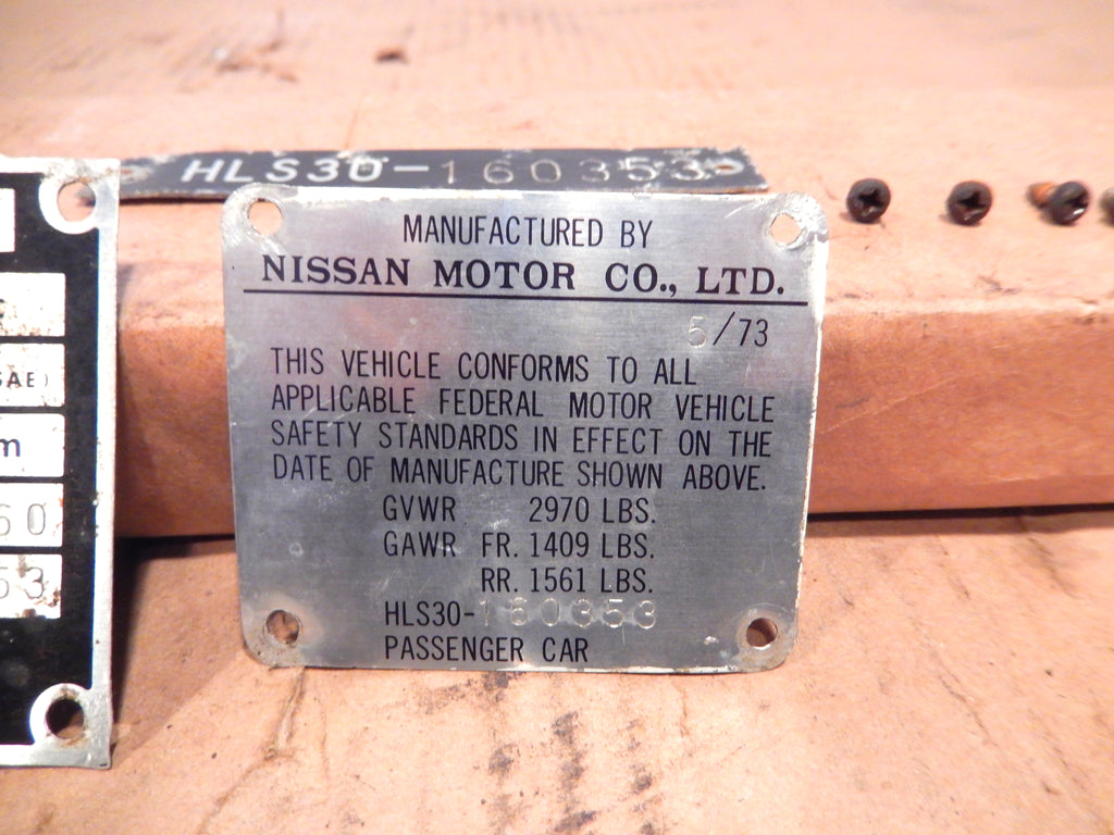 Datsun 240Z Vehicle Identification Plates